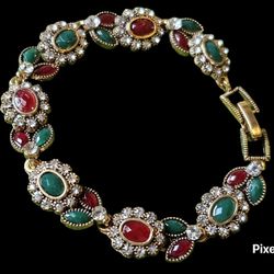 Turkish Jewelry Bracelet MultiColor Crystals Modern Fashion Bracelet, Antique