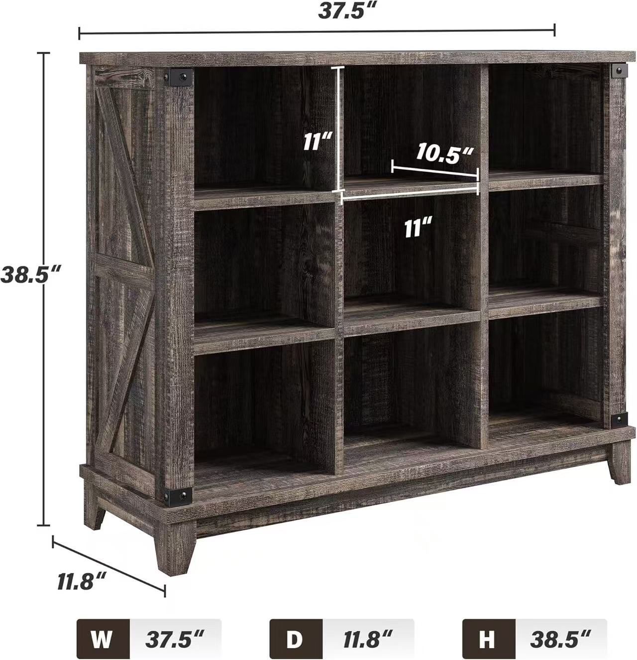 🥨EnHomee 9 Cube Storage Organizer and Shelves, Country Rustic Style, Wooden Bookshelf with 9 Cubby Shelves, Black Oak👀please check photo 3