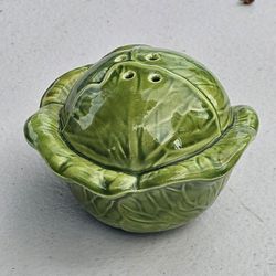 Vintage Green Ceramic Cabbage Salt & Pepper