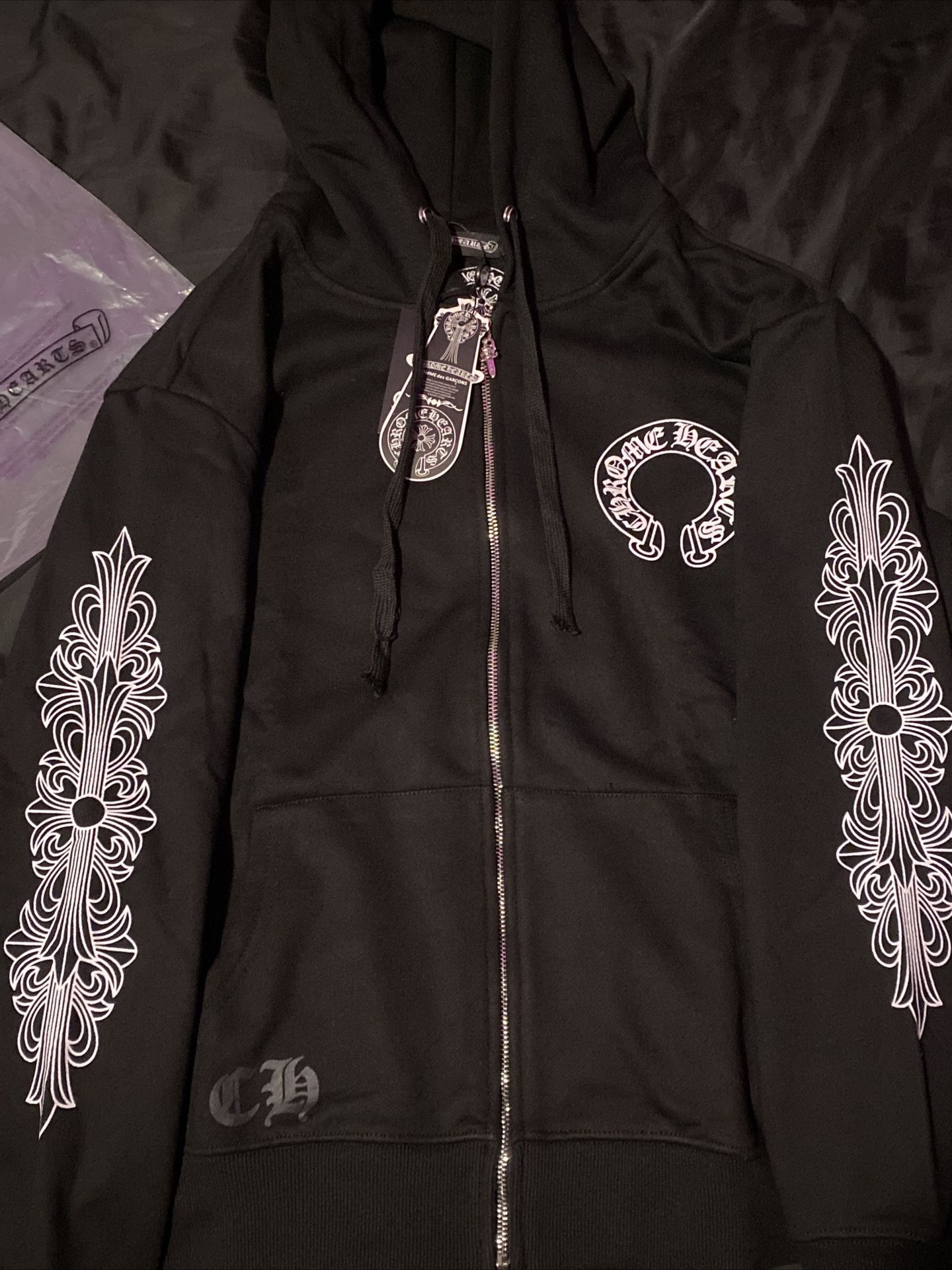 Authentic Chrome Hearts Hoodie (BLK/WHITE) With Tags/Bags - MEDIUM