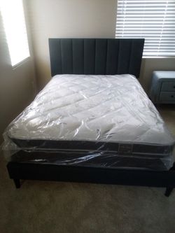 Mattress with frame and night stand