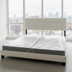 New King Size Bed Frame With Mattress New Bedroom Furniture Bed Set King Size Bed + Mattress And Box spring Set 