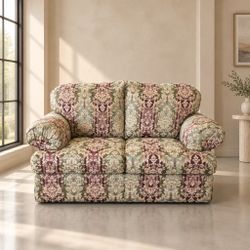 Floral Damask Upholstered Loveseat Sofa