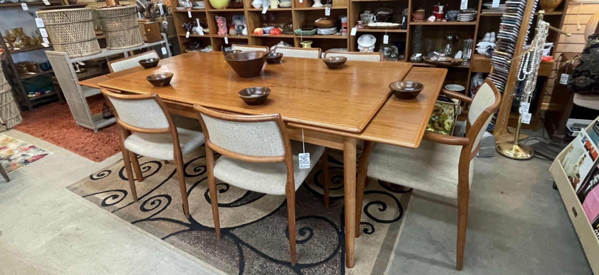 Mid Century Danish Teak Extra Large Expanding Dining Table