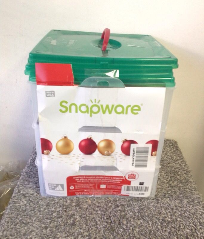 Snapware Snap N' Stack Square 3 Tier Seasonal Ornament Storage Container 13 x 13 in
