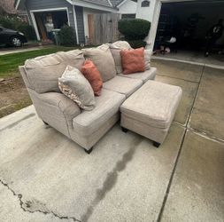 3 piece couch set with ottoman and pillows