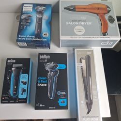 Phillips Norelco Shaver5000x, Braun Series 3 And 5. Infinity Pro conair Solon Dryer And Flat Iron
