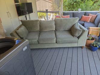 3-Seat Sage Green Upholstered Sofa