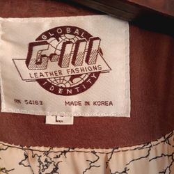 G3 Brown Leather Bomber Size Large