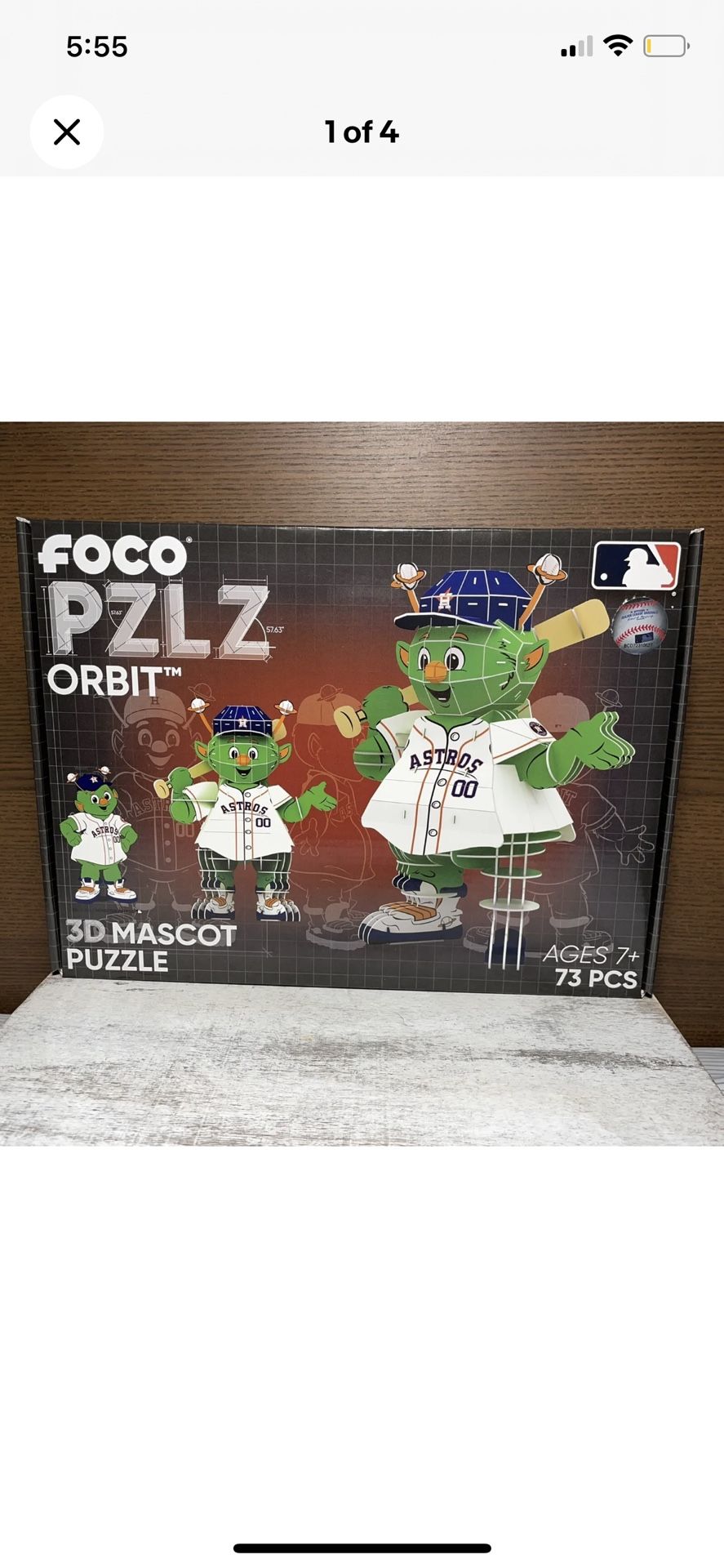 MLB Houston Astros Mascot 3D Puzzle Orbit PZLZ By Foco 73 Pieces Brand New