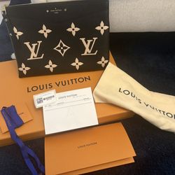 Authentic Louis Vuitton Empriente Daily Pouch, Beige & Black, receipt, rare!