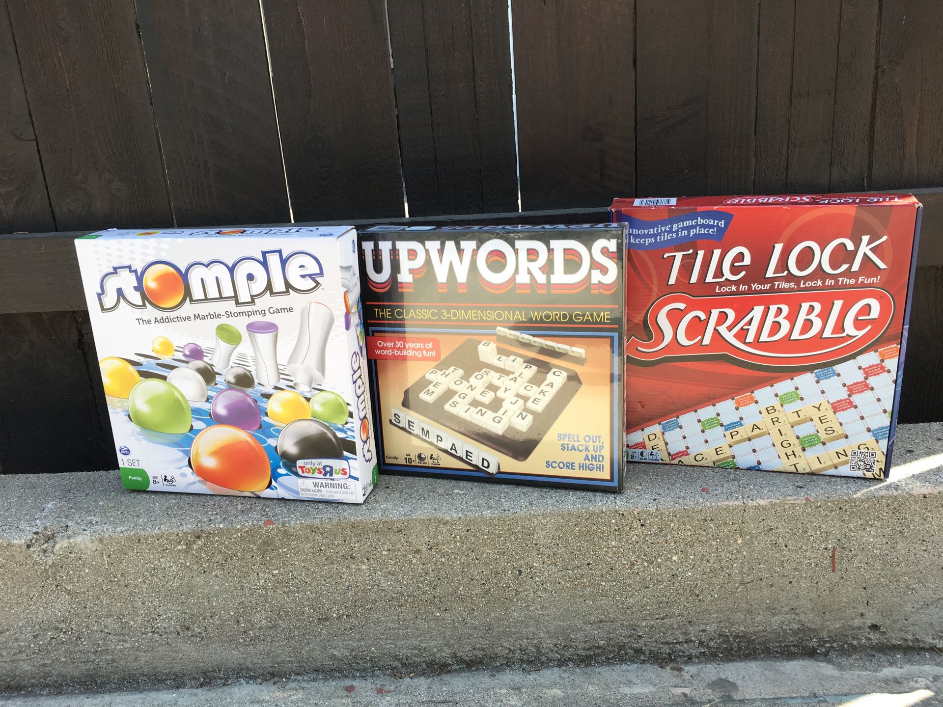 Board Game 3-Pack - Upwords / Scrabble / Stomple - Perfect for friends, families and kids 3+!