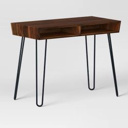 Hairpin Writing Desk With Storage Brown 
