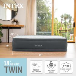 Intex Dura-Beam Plus 18” Twin Air Mattress w/ Built-In Pump – Used Once