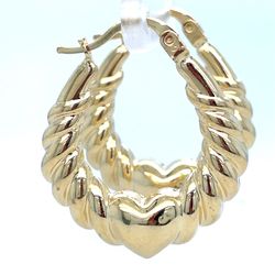 14KT Yellow Gold Hollow Hanging Heart Earrings 3.10g 191041/3