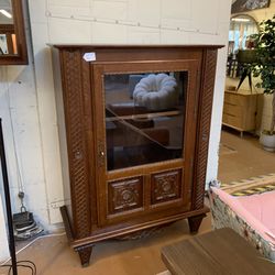 Antique German Carved Curio Cabinet