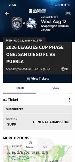 2026 Leagues Cup San Diego FC vs Puebla Ticket