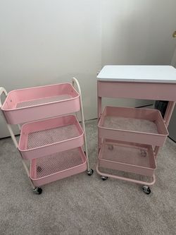 2 pink lash/arts & craft cart