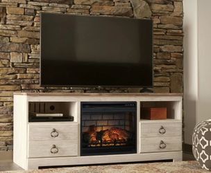 Ashley TV stand with electric fireplace media console