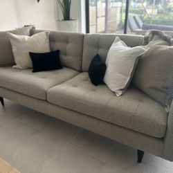 2 Crate & Barrel Petrie Mid-Century Sofas 