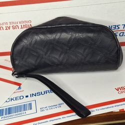 Oakley Sunglasses Case Only Black All Over Logo Zipper Soft Shell Leather Pouch