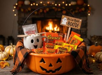 Halloween scarf goodie basket
