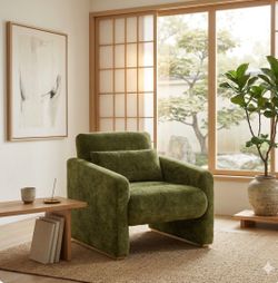 Plush Sage Velvet Armchair | Contemporary Japandi Style