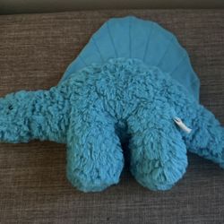 Manhattan Toy Company Aquamarine Blue Plush Dinosaur Dimetrodon 13”