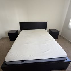 IKEA Queen Bedroom Set With Lull Mattress, Storage Bed Frame And 2 Nightstands