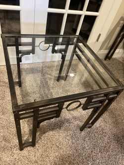 Glass End Table With Metal Frame