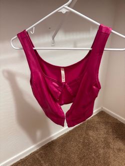 Chocolate USA Hot Pink Satin Crop Top