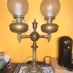 Vintage Electric Victorian Lamp – Dual Frosted Glass Globes – Works Perfectly 