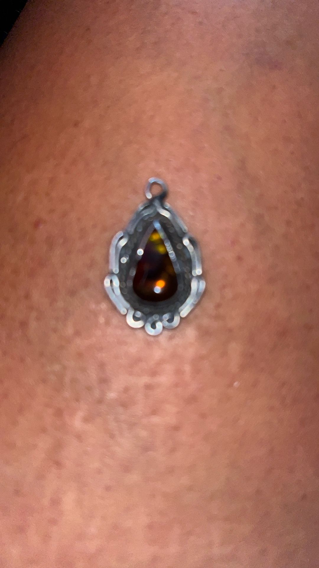 Vintage Sterling silver With amber Pendant
