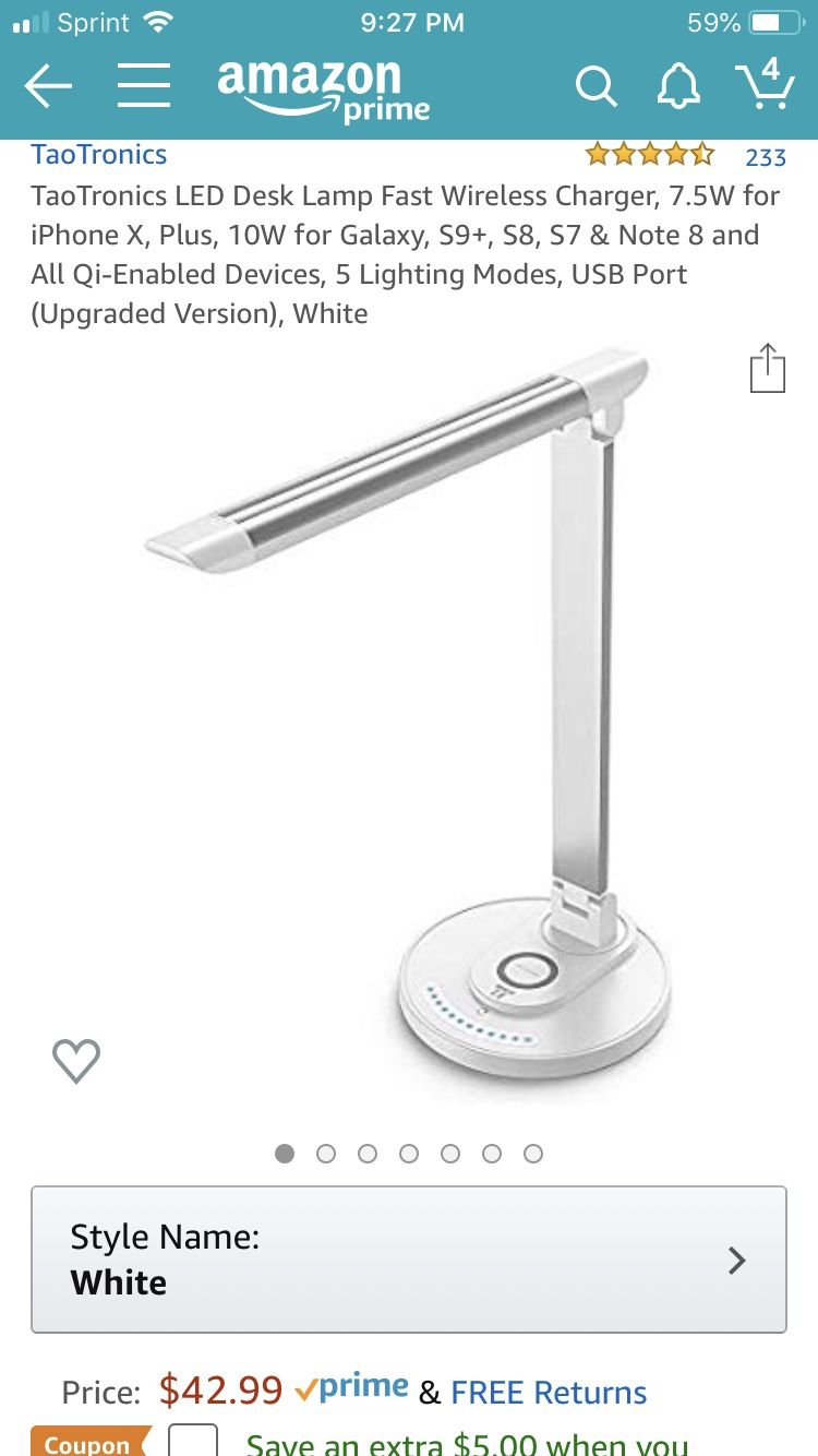 New TT-DL043 High Quality Modern Led Desk Lamp with Wireless HyperAir QI Fast Charger