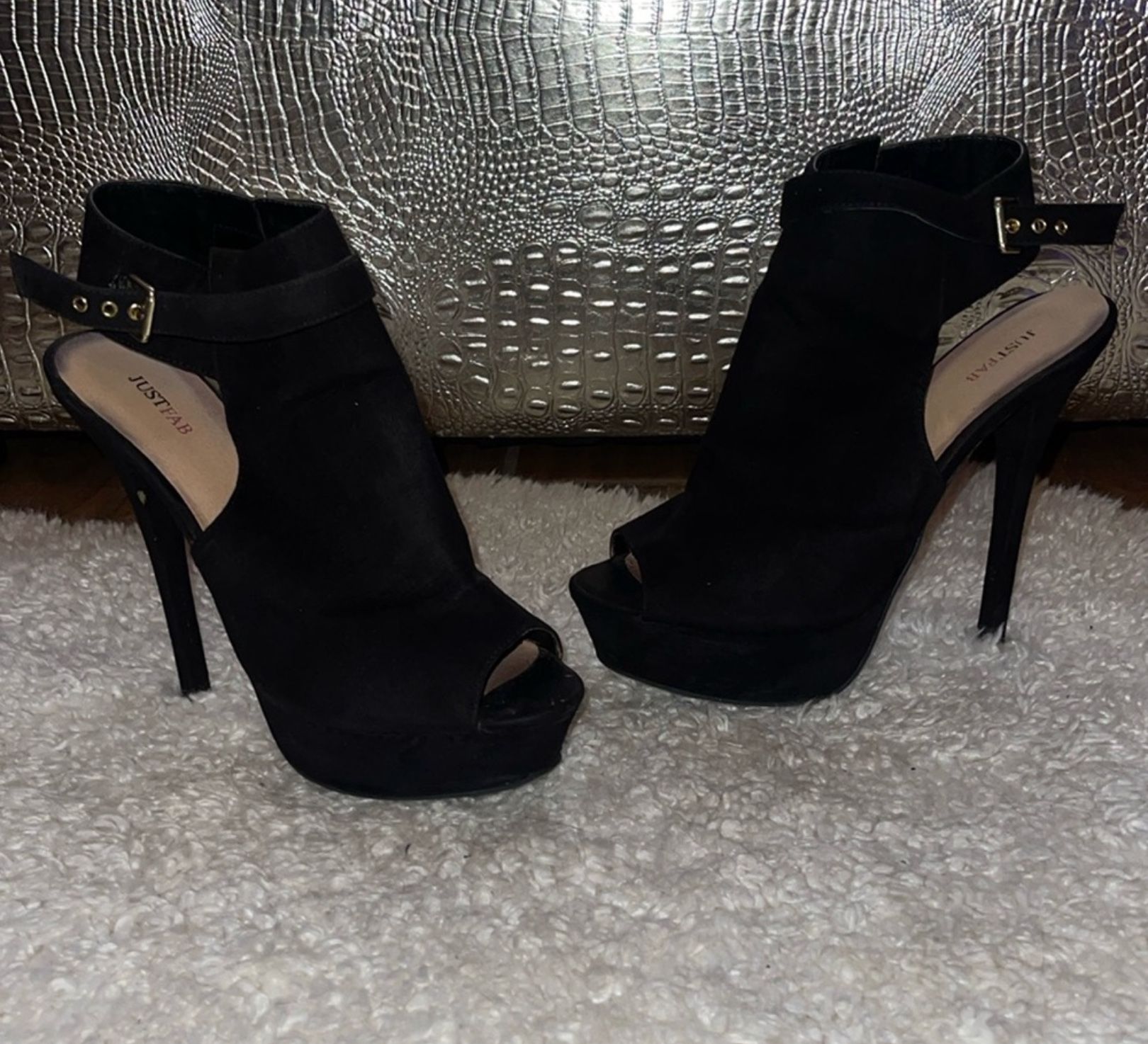 Just fab open toe platform heels porcia black