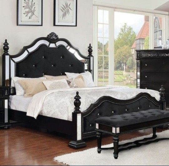 Brand New Lavish Black 6pc California King Size Bedroom Set