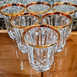 ​Set of 6 Vintage Pasabahce Gold Rim Juice Glasses - MCM Turkey