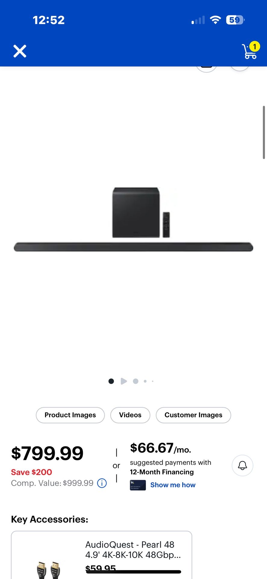 Samsung Ultra Slim Soundbar HW-S800D 3.1.2 With Wireless Subwoofer - Titan Black
