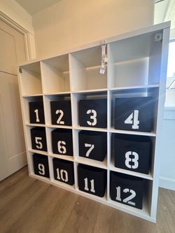IKEA KALLAX 16-Cube Storage Unit with bins