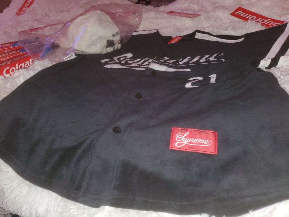 Supreme Baseball Velour Jersey and Hat Set Size M Brand New