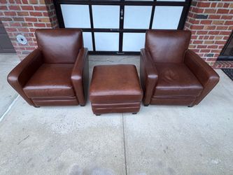 Leather Club Chairs with matching Ottoman