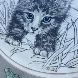 Adorable W. Otto Kitten Sketch 17.5 x 17.5