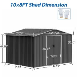 Metal Foundation Tool House 10x8: Outdoor Storage, Lockable, for Lawn