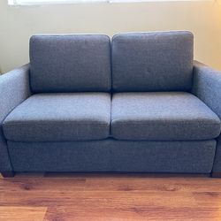 Cliff Grey Fabric 64" Full Convertible Futon Foam Sleeper Loveseat
