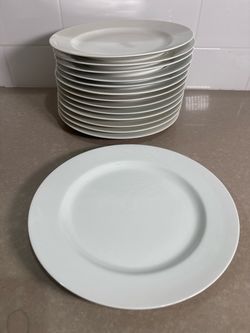 White Ceramic Dinner Plates Set of 14