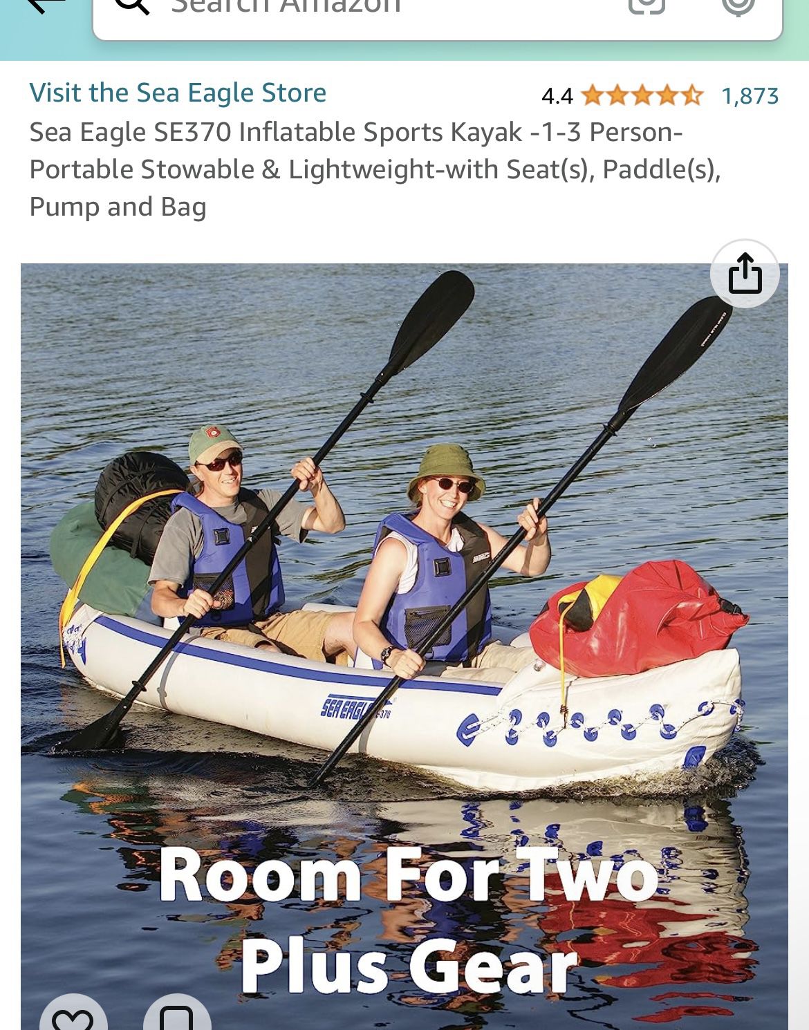 Sea Eagle SE370 Inflatable Sports Kayak -1-3 Person-Portable Stowable &  Lightweight-with Seat(s), Paddle(s), Pump and Bag
