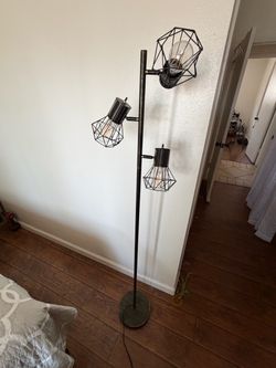 Industrial 3-Light Metal Cage Floor Lamp
