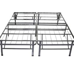Metal and wood queen bed frame