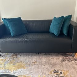 **PICK UP ON JUNE 27th Or JUNE 28th*** Modern Black Faux Leather Sofa – Excellent Condition