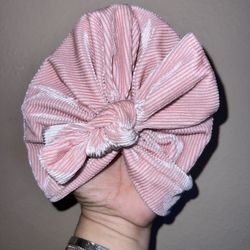 Pink Velvet Baby Girl Hat Head Wrap